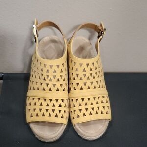 St. John's Bay Yellow Cutout Wedge Slingback Sandals